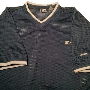 Vintage 1990s Starter Mesh Jersey Shirt Men Large Blue Ringer Athletic Blokecore